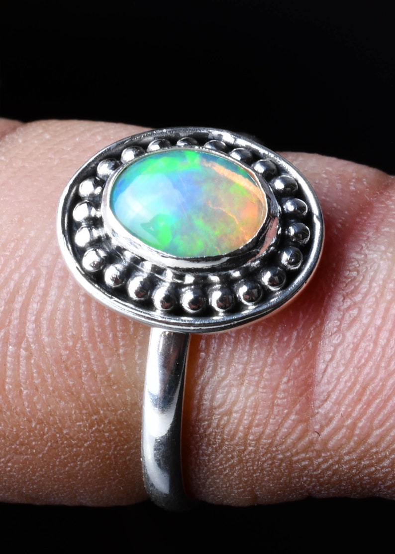 925 Sterling Silver Natural Ethiopian Welo Fire Opal Gemstone And Wedding Ring Exclusive Opal Ring