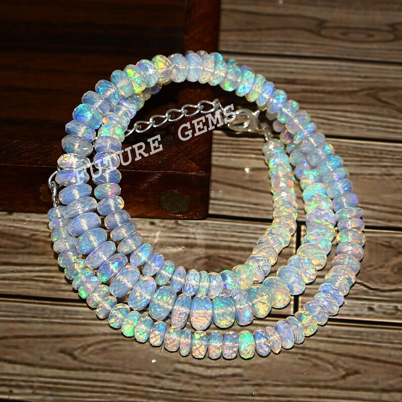 100/%Natural Ethiopian Opal Beautiful Necklace Color Gemstone Opal October Birthstone Sparky Fire Opal Beautiful Beads Necklace ++