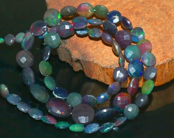 AAA+ Flashy Opal Coin Shape Natural Opal Stone Good Quality Opal Coin Beads 17&quot; Christmas Gift