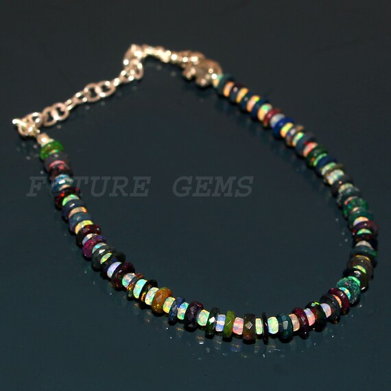100/%Natural Ethiopian Opal Beautiful Necklace Color Gemstone Opal October Birthstone Sparky Fire Opal Beautiful Beads Necklace ++