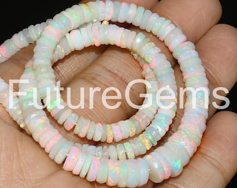 Ethiopian Opal Faceted Tyre Beads: Multi-Color Gemstone Necklace