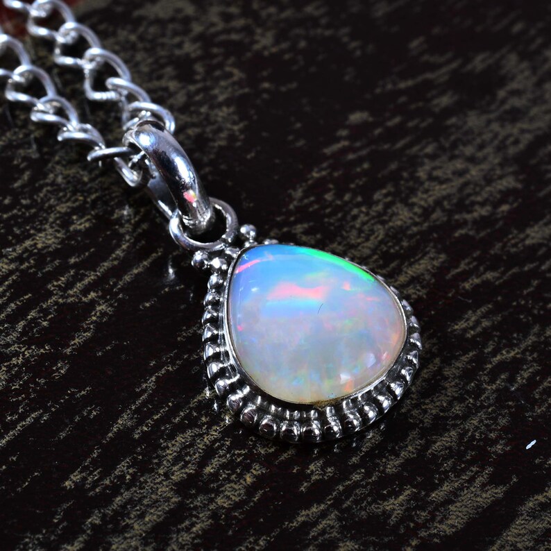 Ethiopian Opal Pendant 925 Sterling Silver Pendant Gift For Her Opal In Pendant | Natural Ethiopian Opal Vintage Silver Pendant