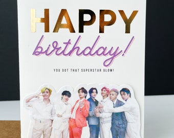 BTS Birthday Card, Birthday Cards, BTS stickers, Greeting Card, Sticker Card