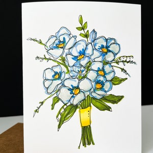 Floral blank card, Flower card, Birthday card, Sympathy card, Greeting card, Bouquet, flower bouquet, blank card, premium card stock, image 2