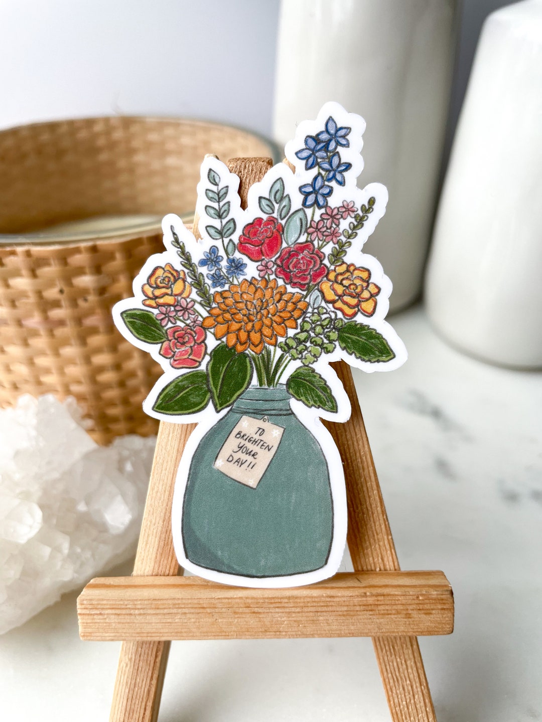 Flower Bouquet Vinyl Sticker: Waterproof Floral Plant Art - Etsy