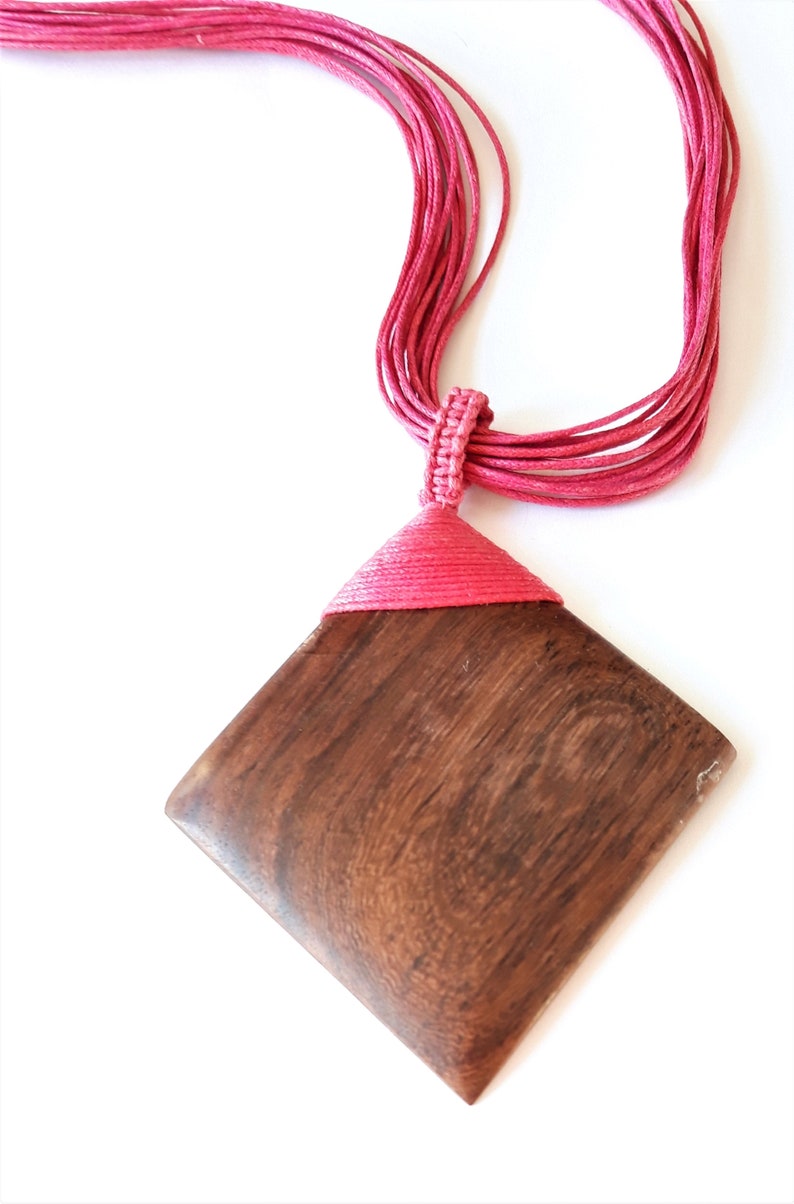 Ideal gift Pink Multi Strand Statement Necklace Choker Necklace Pink Jewellery Multi Strand Necklace Wooden Statement Pendant