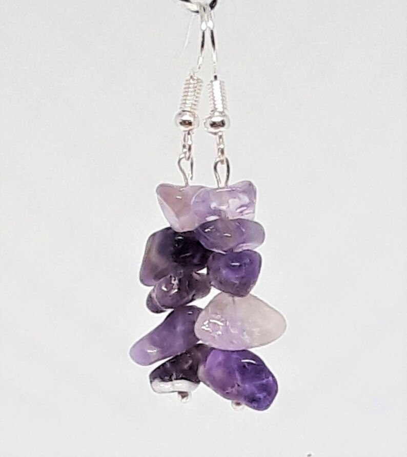February Birthstone Amethyst Drop Earrings Purple Amethyst Balancing Stone Nature Jewellery Meditation Crystal Crown Chakra