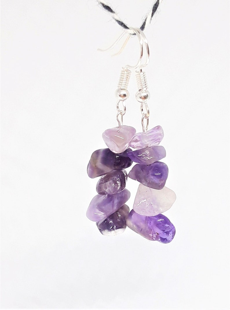 February Birthstone Amethyst Drop Earrings Purple Amethyst Balancing Stone Nature Jewellery Meditation Crystal Crown Chakra