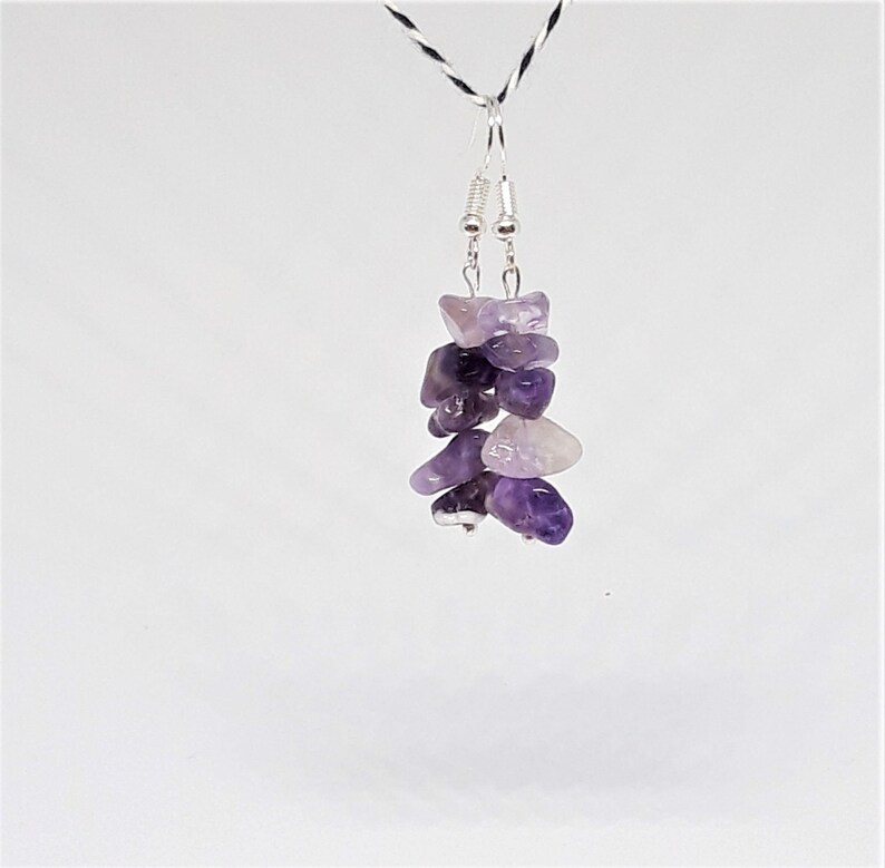 February Birthstone Amethyst Drop Earrings Purple Amethyst Balancing Stone Nature Jewellery Meditation Crystal Crown Chakra