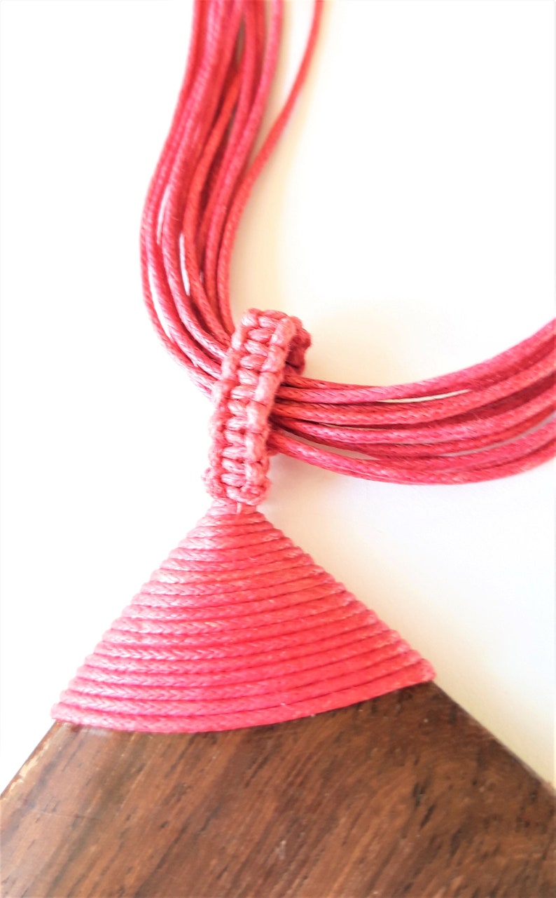 Ideal gift Pink Multi Strand Statement Necklace Choker Necklace Pink Jewellery Multi Strand Necklace Wooden Statement Pendant