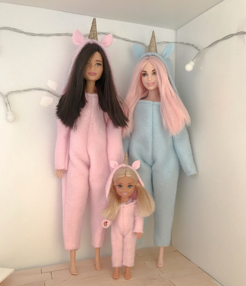 1/6 scale pink unicorn onesie for Barbie doll Chelsea doll Etsy