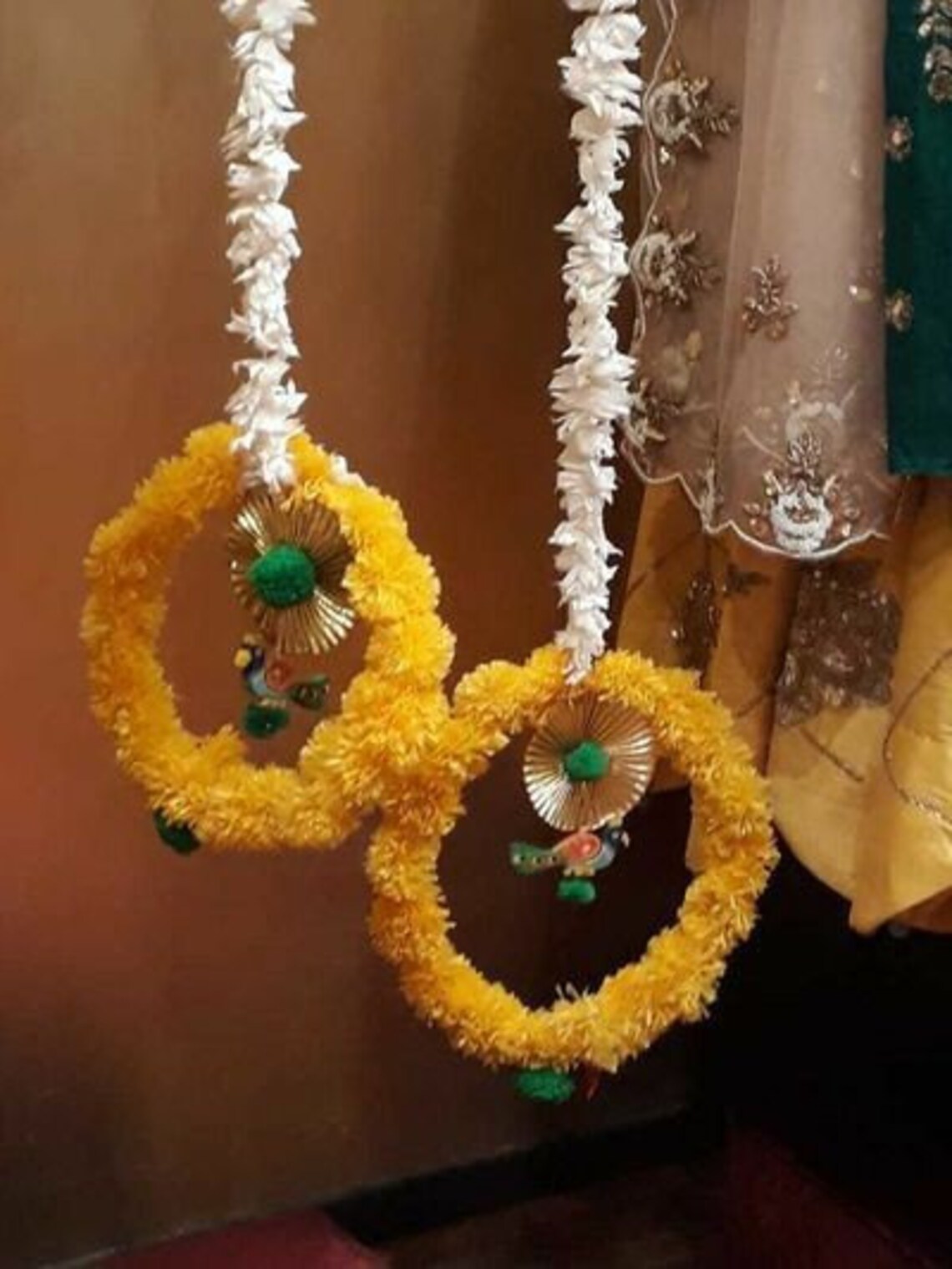 Beautiful Handmade Jasmine Flower Strings With Round Marigold Etsy