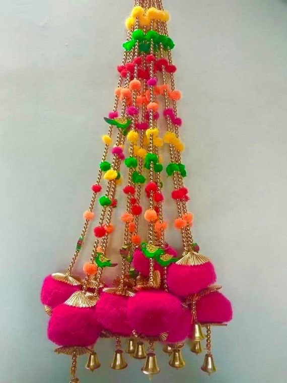 seks Noord West virtueel Set van 5 Pompom String voor Indiase Henna Diwali Decoratie - Etsy Nederland