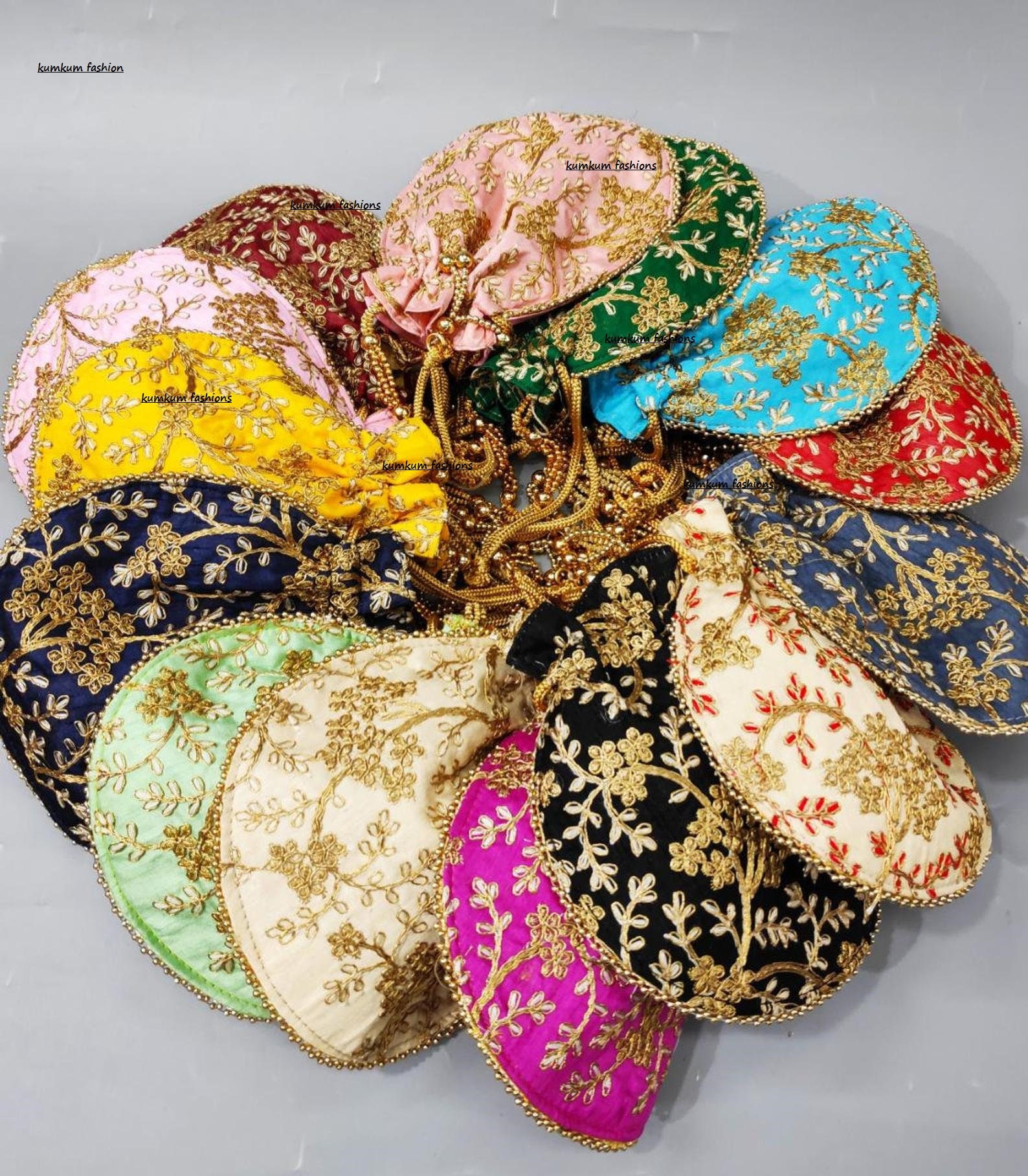 Lot of 10 Indian Jewelry Pouches Silk Embroidered Pearl Handle Etsy