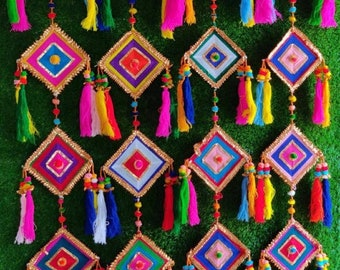 Colorful Woolen Kites Party Backdrops Hanging, Wall Hanging Home Decor Colorful Kite Hanging, Diwali Decoration, Haldi Stage Decor