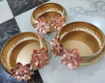 Indian Decorative Urli Bowl Set Of 3 Bowls for Wedding Decoration Tealight Candle Holder Entrance Decor Centerrpiece