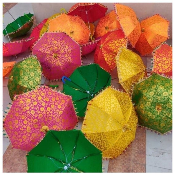 Barcode Silk Decorative Umbrellas for Wedding Decor Diwali Decor
