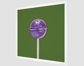 Lollipop Art | Grape | Purple and Green | Pop Art Fine Art Print | Square