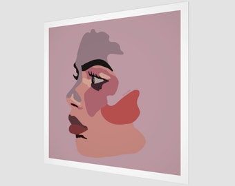 Portrait of a Woman | Fine Art Print | Pink Pop Art Square Wall Decor