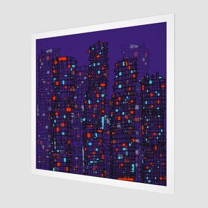 Kleurrijke abstracte kunst | Blauwe horizon | Vierkante Fine Art Print