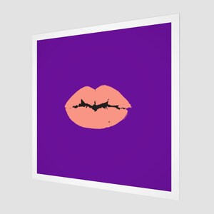 Lips Painting | Pink and Purple | Fine Art Print | Square