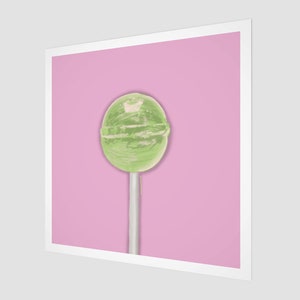 Lollipop Art | Pink and Green | Pop Art Fine Art Print | Square