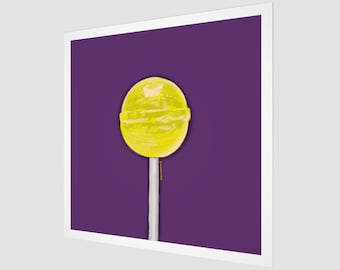 Lollipop Art | Purple and Yellow | Pop Art Fine Art Print | Square