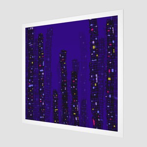 Colorful Abstract Art | Blue Skyline | Square Fine Art Print