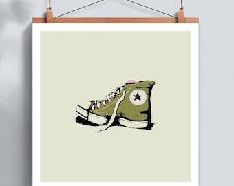 Conversation Army Green | Digital Painting | Pop Art | Wall Decor | Square | Fine Art Print | The ADD Art Shop