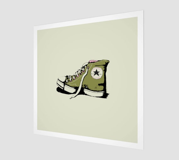 Personal tobillo por supuesto Converse Shoe Art Green / Pop Art Vintage / Fine Art Print / - Etsy España