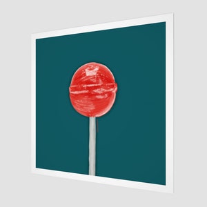 Lollipop Art | Teal and Red | Pop Art Fine Art Print | Square