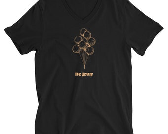 Bibas / Orage Balloons / Unisex V-Neck T-Shirt / Be Jewy / Jewish merch