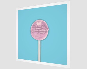 Lollipop Art | Blue and Pink | Pop Art Fine Art Print | Square