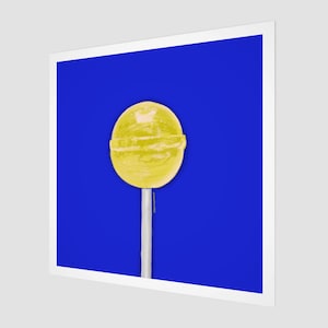 Banana Lollipop Art | Banana | Yellow and Blue | Pop Art Fine Art Print | Square