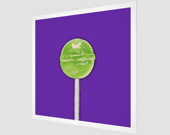 Lollipop Art | Lime | Green and Purple | Pop Art Fine Art Print | Square