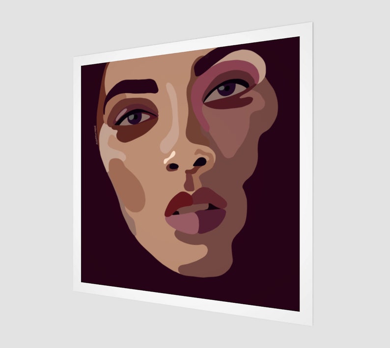 Portrait of a Woman Fine Art Print Pop Art Square Wall Decor image 1