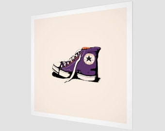 Converse Shoe Art Purple | Pop Art Vintage | Fine Art Print | Square