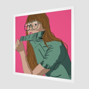 Portrait of a Woman | Pop Art Square Wall Decor | Pink and Green
