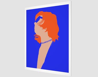 Portrait of a Woman | Blue and Orange Pop Art Horizontal Wall Decor | Isa Blue