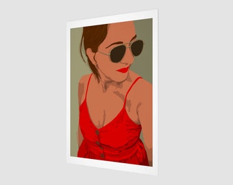 Portrait of a Woman in a Red Dress | Pop Art | Rectangular Fine Art Print