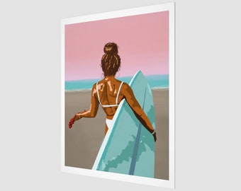 Portrait of a Woman on the Beach | Pop Art | Portrait Rectangular Fine Art Print