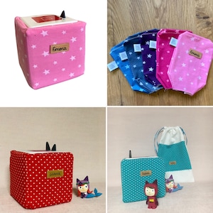 Toniebox cover/protective cover with name in old pink/red/petrol/grey/pink/pink with dots or stars