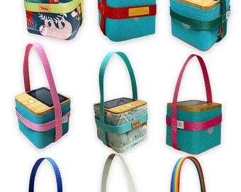 Bolso/correa Tigerbox Touch con nombre: correa de transporte, bolsa, protector en gris, arcoíris, rosa, azul, verde, turquesa y gris