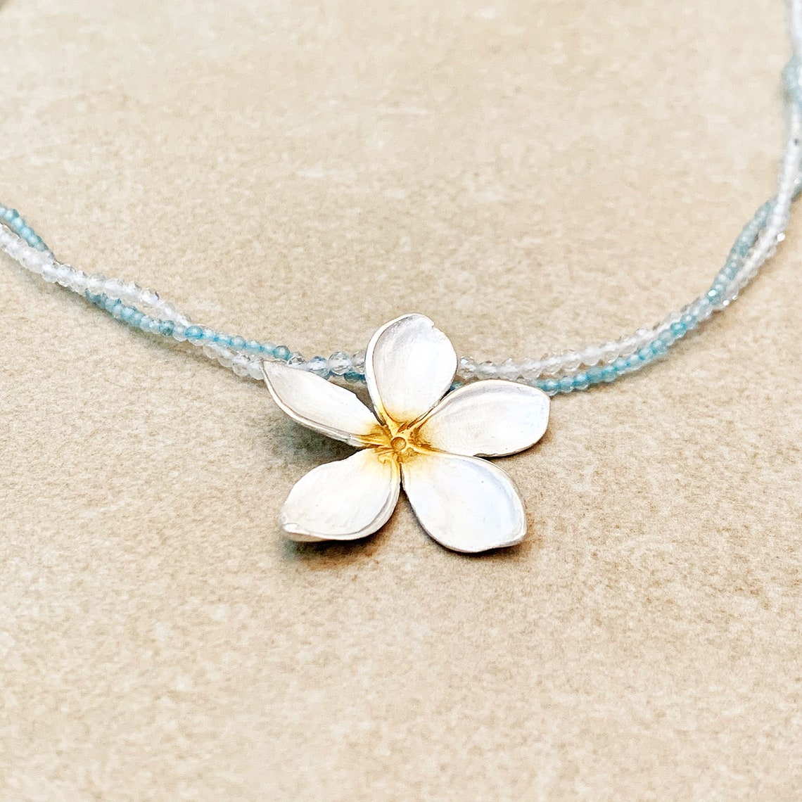 Frangipani Necklace with Topaz and Apatite Etsy
