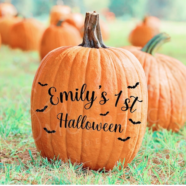 Personalized My First Halloween  | Pumpkin decal  | Halloween decal | pumpkin sticker - Halloween prop | My First Halloween | Halloween