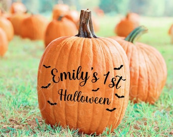 Personalized My First Halloween  | Pumpkin decal  | Halloween decal | pumpkin sticker - Halloween prop | My First Halloween | Halloween