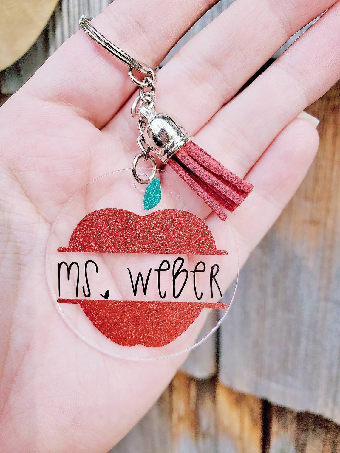 Personalized Teacher Keychain Apple Keychain Teacher Etsy