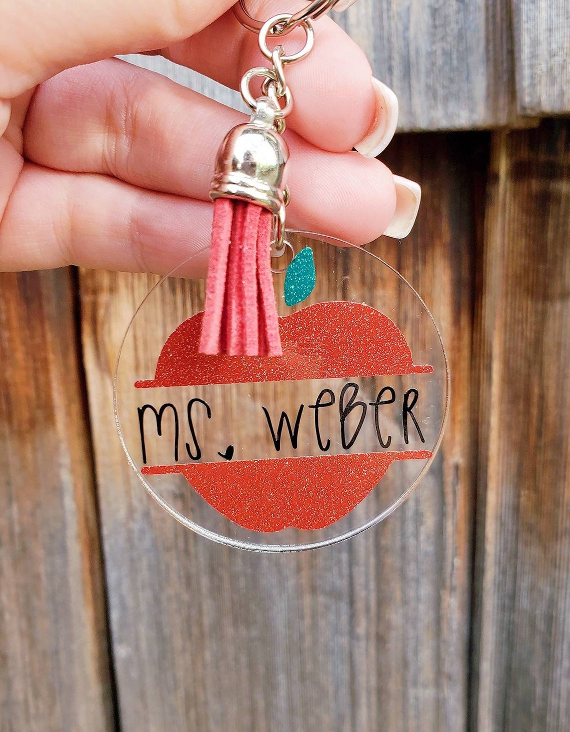 Personalized Teacher Keychain Apple Keychain Teacher Etsy