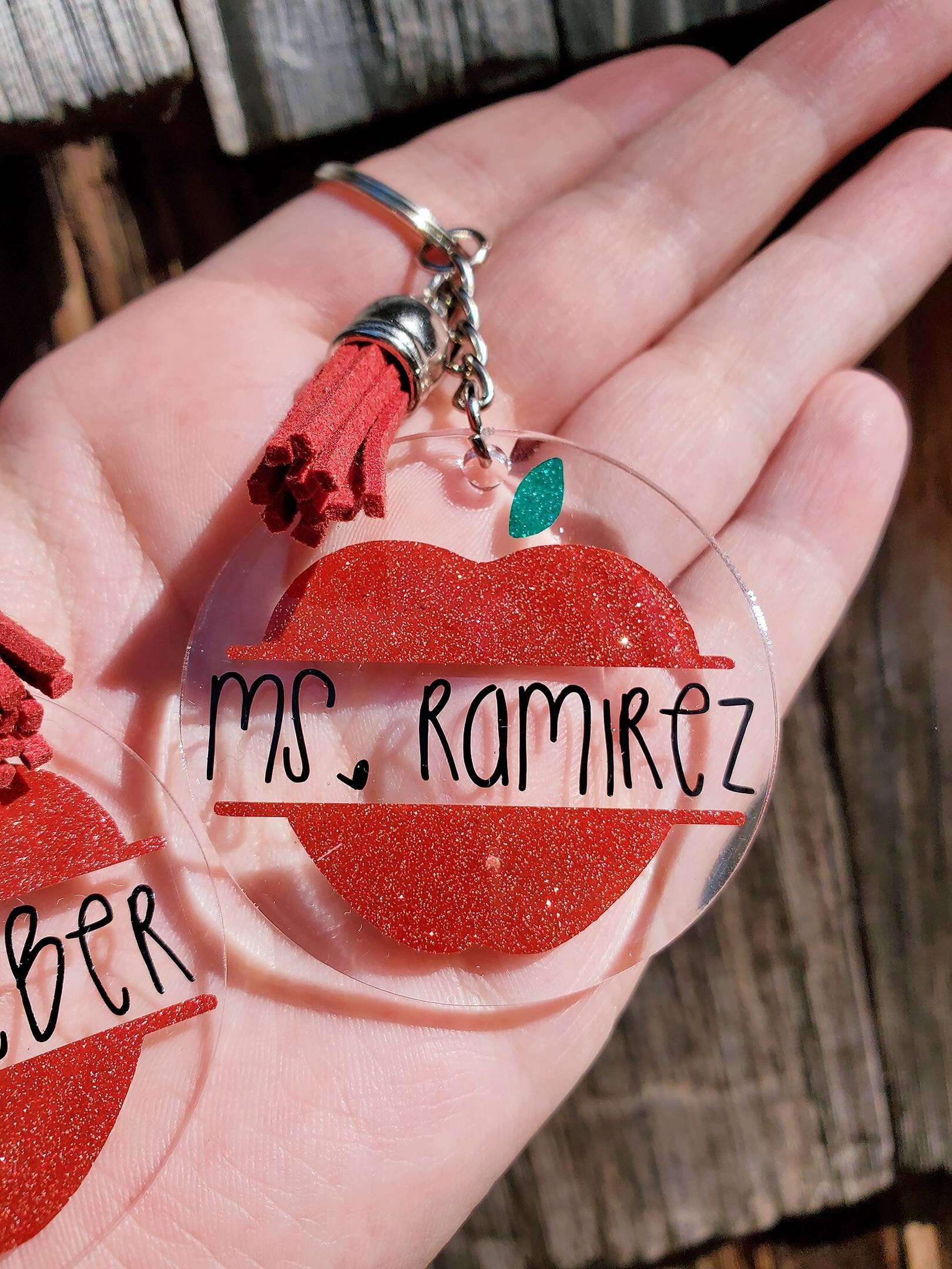 Personalized Teacher Keychain Apple Keychain Teacher Etsy