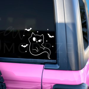 Cat Ghost Decal | Halloween Car Accessories | Spooky Car Accessories | Ghost Car Accessories | Halloween Decal | Ghost Sticker | Cat Decal